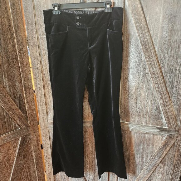 Banana Republic The Sloan Fit Black Velvet Pants Women's size 8‎ Stretch EUC - Picture 1 of 10